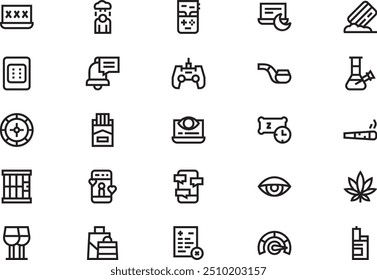 Bad habits icons collection is a vector illustration with editable stroke.