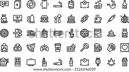 Bad habits icons High-Quality Vector Icons Collection with Editable Stroke. Ideal for Professional and Creative Projects.