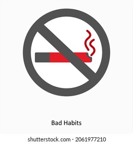 Bad Habits or Smoking Icon Concept