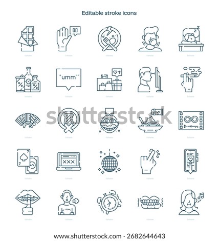 Bad Habits stroke icon. Bad Habits line icon set. editable stroke icon pack