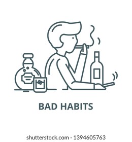 Bad habits vector line icon, linear concept, outline sign, symbol