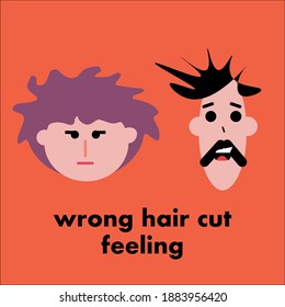 Bad Hair Cut Woman Man Icon Vector