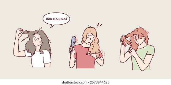 Bad Hair Day. Hand drawn style vector design illustrations.