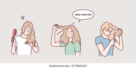 Bad Hair Day. Hand drawn style vector design illustrations.