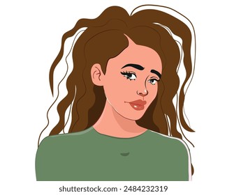 Bad hair day, Need a hairdresser. A beautiful woman with damaged hair. vector illustration.