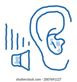 Bad Hearing sketch icon vector. Hand drawn blue doodle line art Bad Hearing sign. isolated symbol illustration