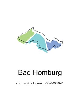 Mapa de la ciudad de Homburg de Alemania de mala ilustración, plantilla vectorial con el estilo de bosquejo gráfico de contorno aislado en fondo blanco