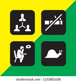 bad icon. 4 bad set with slow, boss, no smoking and sorrow vector icons for web and mobile app