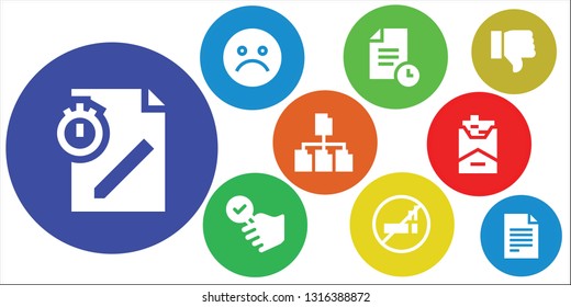 bad icon set. 9 filled bad icons.  Simple modern icons about  - File, Unhappy, Satisfied, No smoking, Cigarette, Dislike