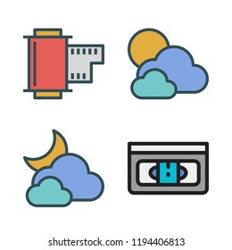 bad icon set. vector set about cloudy, vhs and negative icons set.