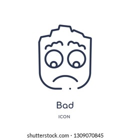 bad icon from smiles outline collection. Thin line bad icon isolated on white background.