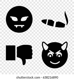 Bad icons set. set of 4 bad filled icons such as cigarette, devil emot