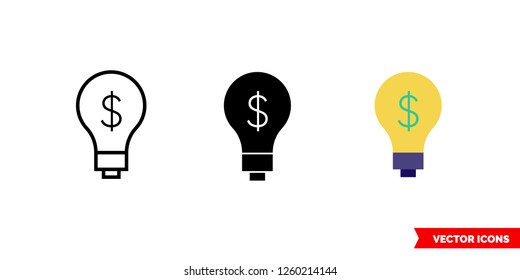 Bad idea icon of 3 types: color, black and white, outline. Isolated vector sign symbol.