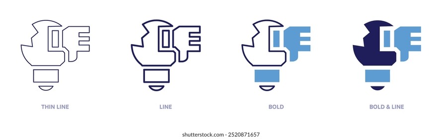 Bad idea icon in 4 different styles. Thin Line, Line, Bold, and Bold Line. Duotone style. Editable stroke.