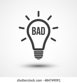 Bad idea icon. Light bulb icon. Lamp illustration