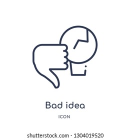 bad idea icon from user interface outline collection. Thin line bad idea icon isolated on white background.
