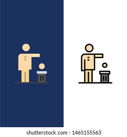 Bad, Idea, Ideas, Recycling, Thought  Icons. Flat and Line Filled Icon Set Vector Blue Background. Vector Icon Template background