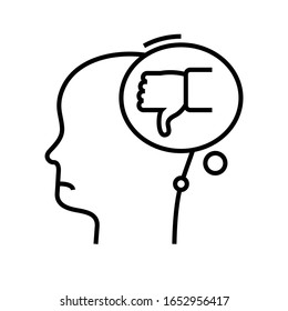 Icono de línea de idea incorrecta, signo de concepto, ilustración de vector de esquema, símbolo lineal.