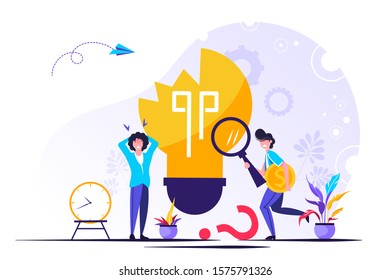 Bad idea, bad solution, people failed, creativity issues, vector illustration for web, presentation, app. Businessman dismal, feeling stress, bad work, big bulb. Startup fail, unsuccessful.