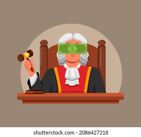 Bad Judge law, bribery and illegal activity person illustration vector