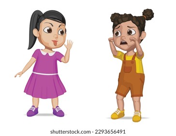 bad kid bullying her friend and make her cry