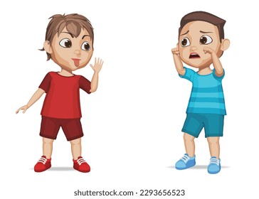 bad kid bullying his friend and make him cry