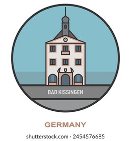 Bad Kissingen. Cities and towns in Germany. Flat landmark