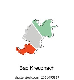Bad Kreuznach City of Germany map vector illustration, vector template with outline graphic sketch style isolated on white background