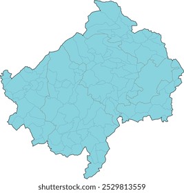 Bad Kreuznach district administrative outline map of Rhineland-Palatinate state. Federal Republic of Germany. Colored. Vector