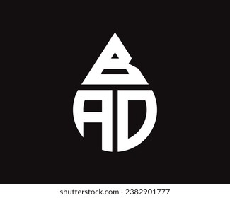 Diseño del logotipo de la forma de caída de agua de letra MALA. Diseño sencillo del logotipo BAD drop.