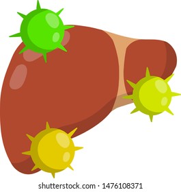 Bad liver. Medical Disease of the human internal organ. Health problem. Attack germs and cirrhosis of the liver.