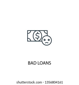 Bad loans concept line icon. Simple element illustration. Bad loans concept outline symbol design. Can be used for web and mobile UI/UX