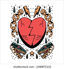 bad love tattoo set vector design