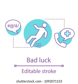 Bad luck concept icon. Injury idea thin line illustration. Misfortune. Vector isolated outline drawing. Editable stroke