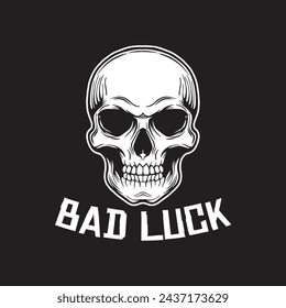 bad luck skull art black and white hand drawn illustration vector
