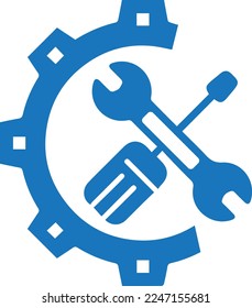Bad maintenance icon, maintenance error icon blue vector