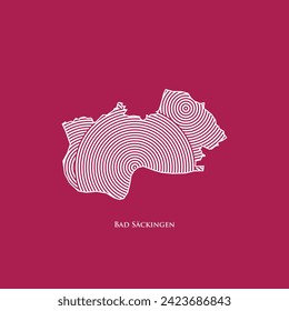 Mapa de Säckingen malo - Mapa mundial de la plantilla de vector internacional. Ilustración vectorial de silueta de la región alemana