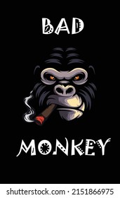 Bad Monkey face funny poster