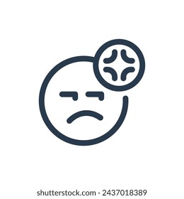 Bad Mood and Anxiety Vector Icon Illustration