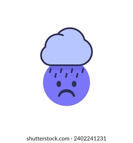 Icono de mal humor con nubes de lluvia