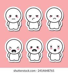 Bad mood sticker planner, mood emotes vector