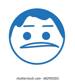 bad news emoji, hand drawn emoticon, simple flat line style icon from a set, funny ball or circle shaped cartoon character, simplistic facial expression vector illustration