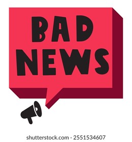 Bad news. Red speech bubble. Vector design. Illustration on white background.