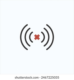 Bad or no Wi-Fi icon. No internet wireless connection. No signal. Stock vector illustration isolated on white background.