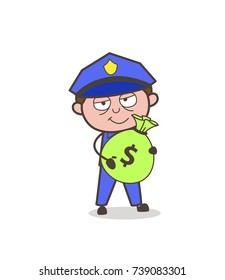 Bad Officer with Money Bundle Vector