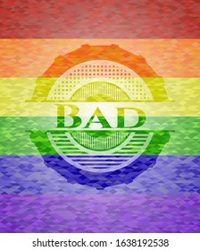 Bad on mosaic background with the colors of the LGBT flag