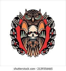 bad owl tattoo vector design