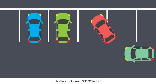 símbolo de ilustración del vector de icono de estacionamiento defectuoso, coches