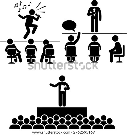 Bad Performance vs Public Speaking Comparison Audience Reaction Bored and Engaged Concept Illustration