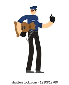 Bad Policeman Corruption. Cop corrupted. Officer Police and money. Vector illustration